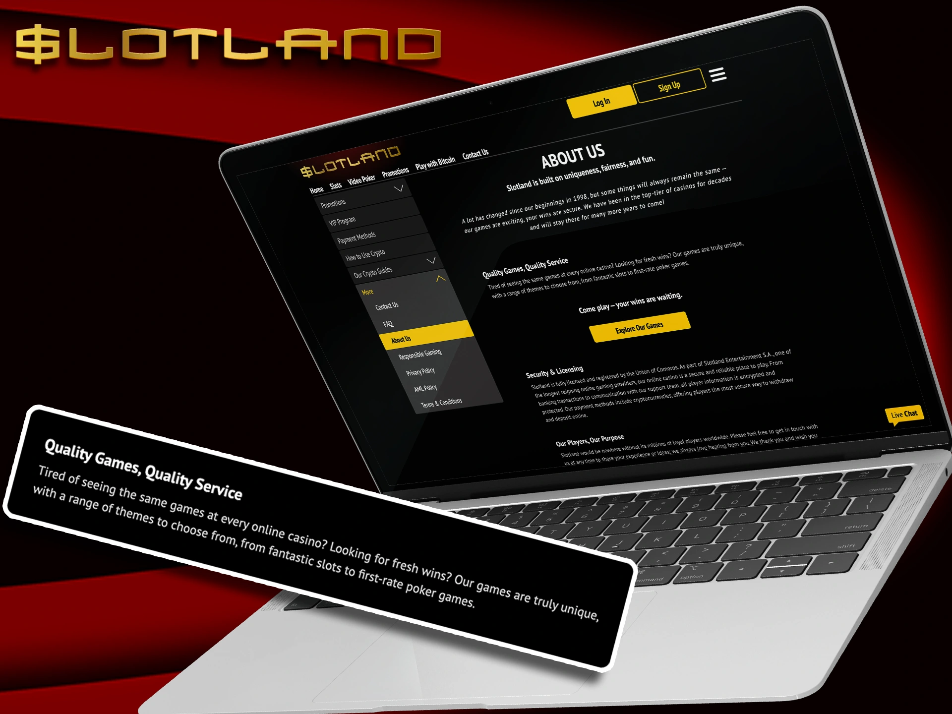 Get distinctive games and service from Slotland.