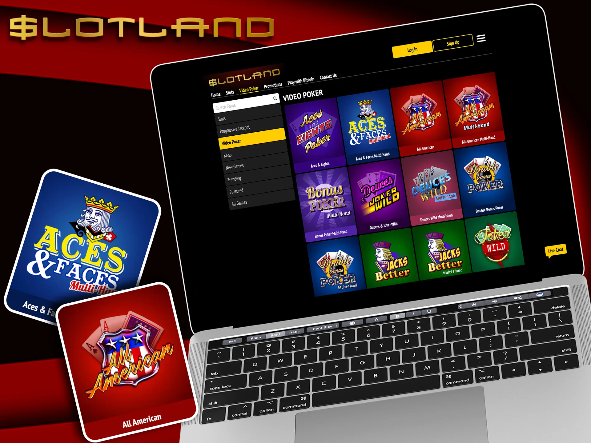 Put together the best combination in video poker from Slotland.