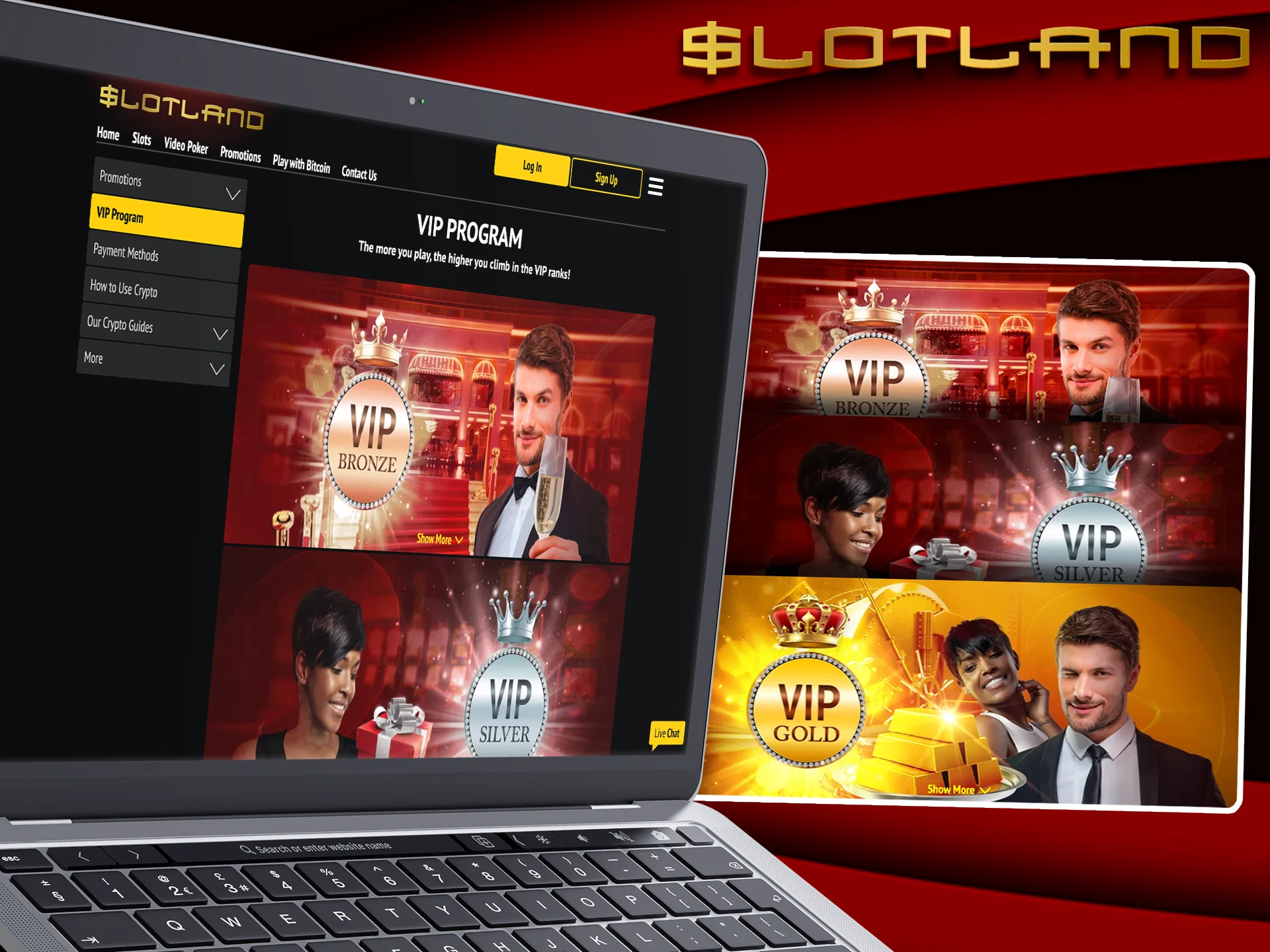 Choose your level of view of the VIP programme from Slotland.