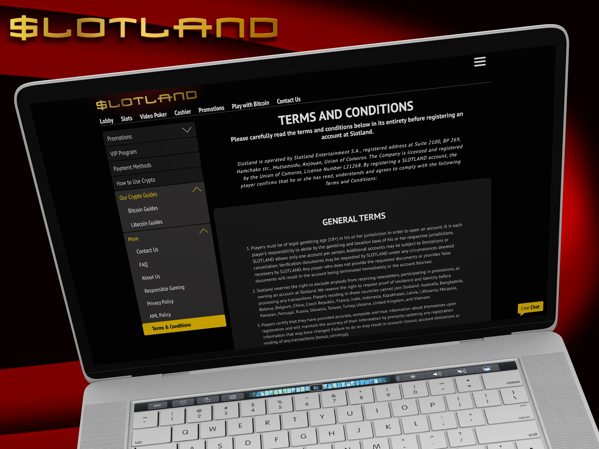 Read Slotland payment terms and conditions.