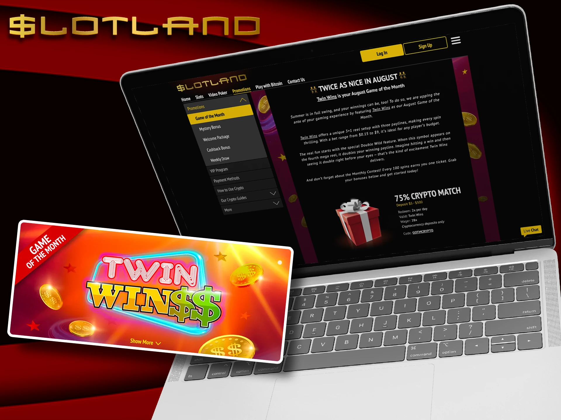 Get a bonus on the game of the month at Slotland.